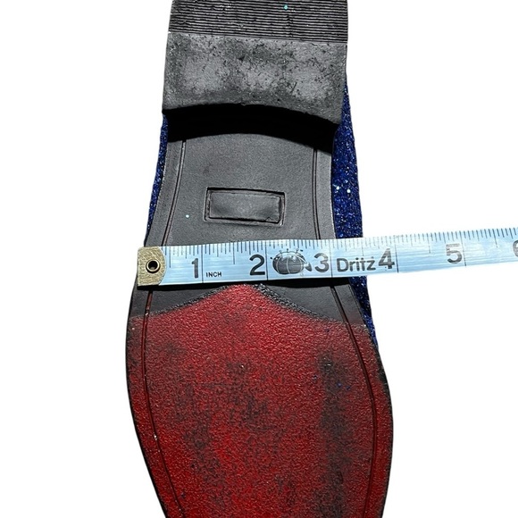 Enzo Romeo Men's Blue Glitter Slip On Tuxedo Dress Loafers Shoes - Picture 12 of 14